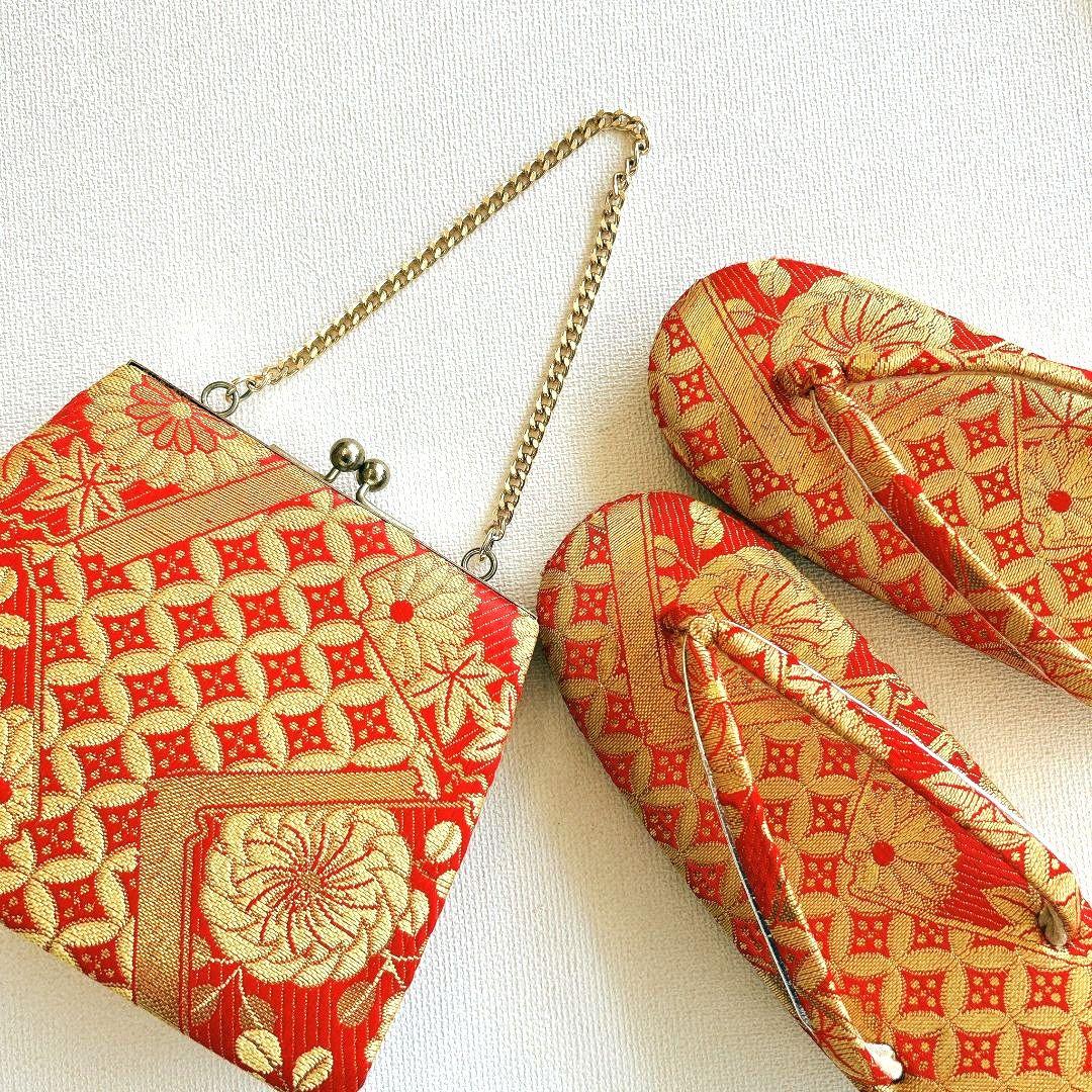 セット　七五三　7歳女の子　長着＆袋帯＆長襦袢＆小物　緑　源氏車金糸青海波　地紋