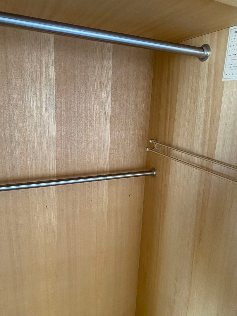 ミラー付き木製ワードローブ収納 クローゼット 洋服箪笥 ハンガーラック洋服収納①