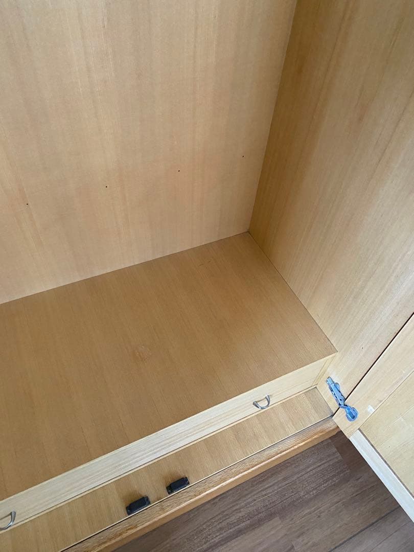 ミラー付き木製ワードローブ収納 クローゼット 洋服箪笥 ハンガーラック洋服収納①