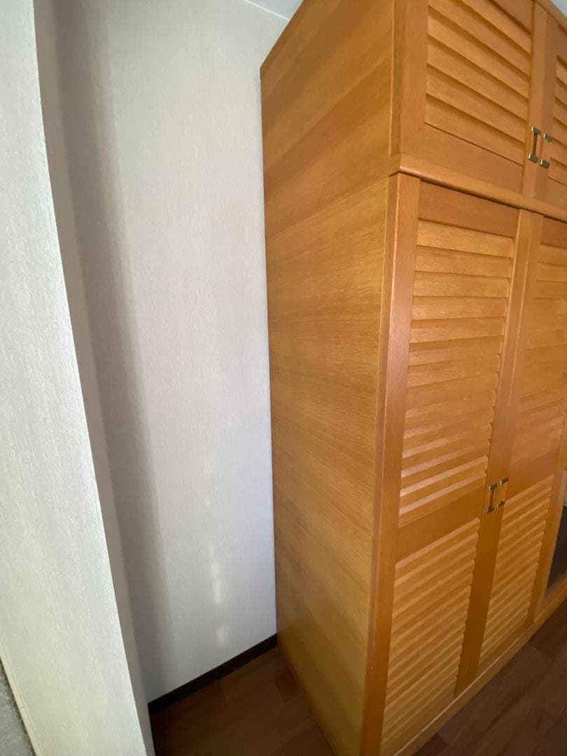 ミラー付き木製ワードローブ収納 クローゼット 洋服箪笥 ハンガーラック洋服収納①