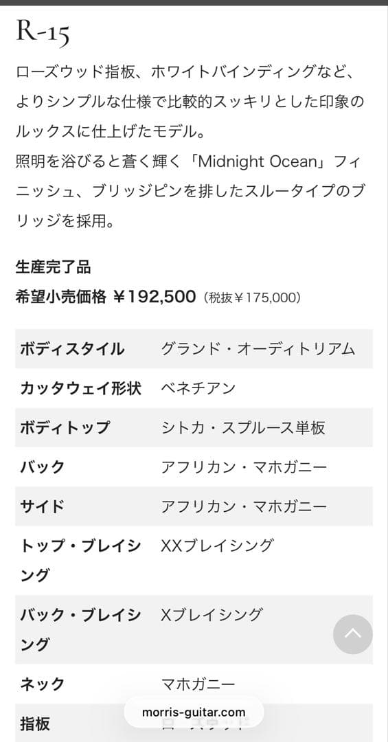 Morris R -15 MO エレアコ　藤村政明　プレミアムシリーズ