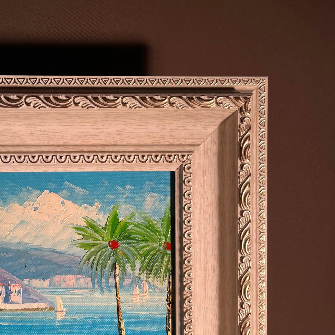 手書き油絵 地中海の風景 絵画 インテリア 油彩画