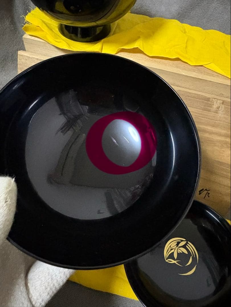 木製 御吸物椀 四君子蒔绘　蒔絵師　春峰作　花柄汁椀　2個セット