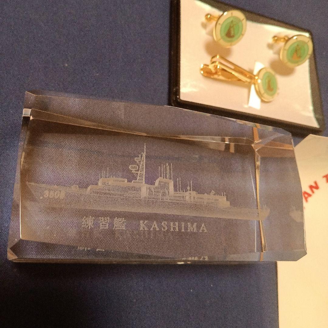 海上自衛隊 練習艦 かしま 3Dクリスタル彫刻 カフス タイピン ステッカー