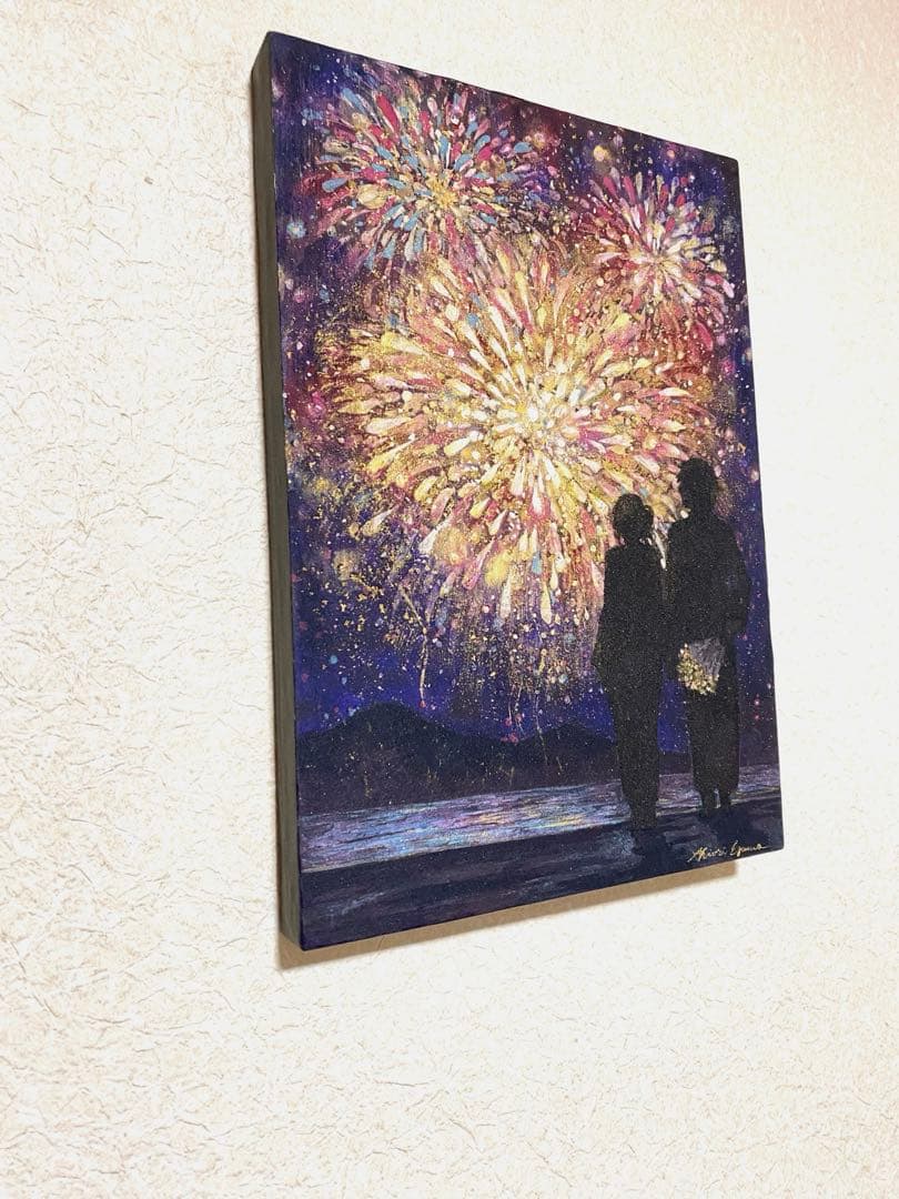 【原画・一点物】花火｜江川史織作|金箔使用｜日本画｜インテリアアート