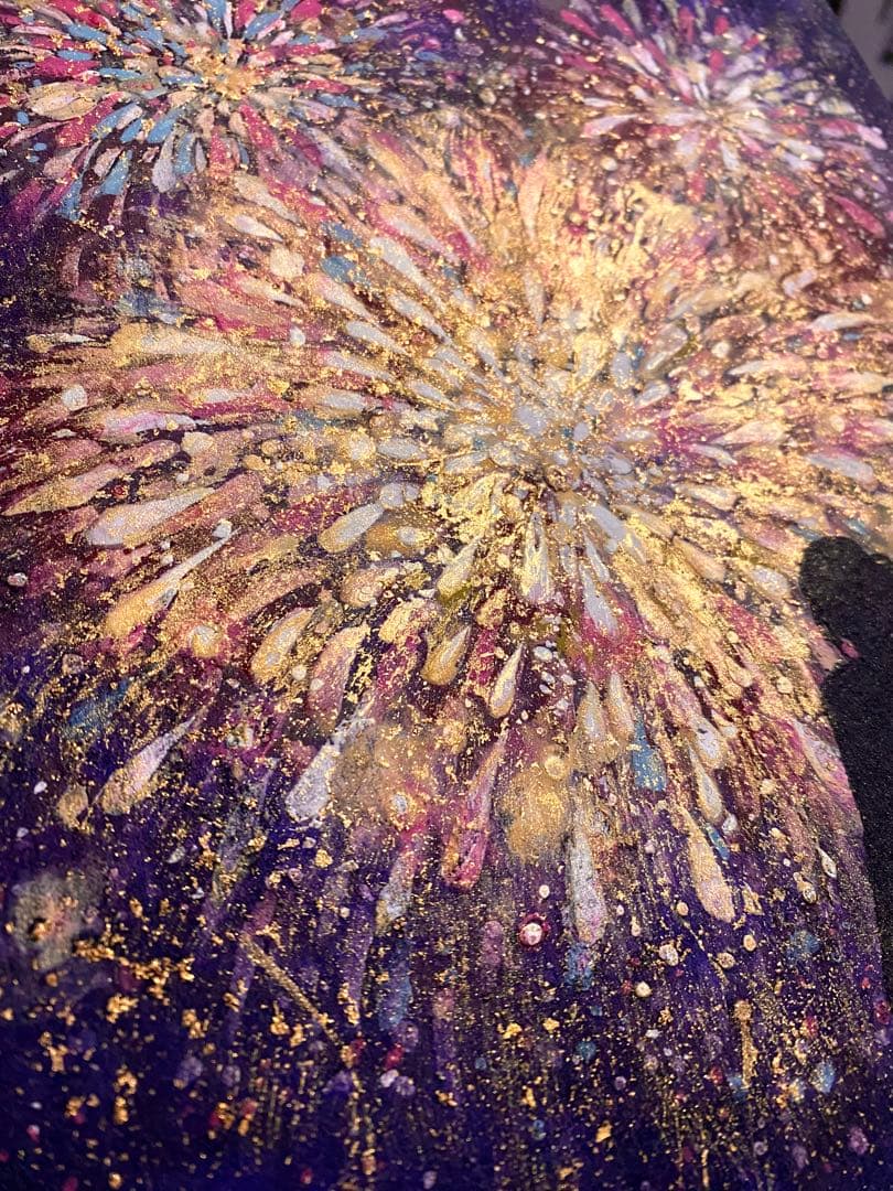 【原画・一点物】花火｜江川史織作|金箔使用｜日本画｜インテリアアート