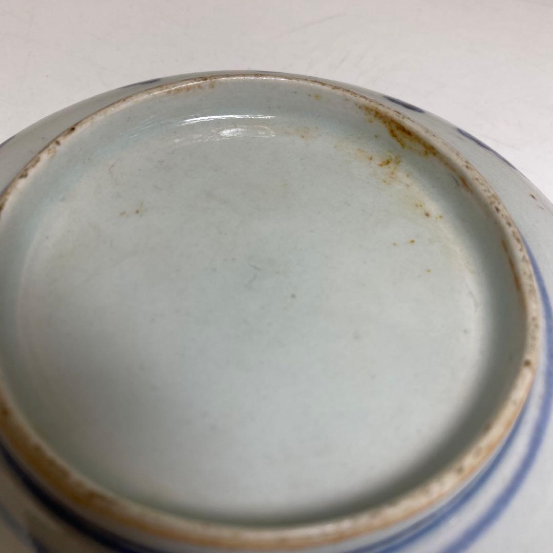 江戸中期 藍九谷ナスの図 中皿 幅約14.4cm東R8-0213①