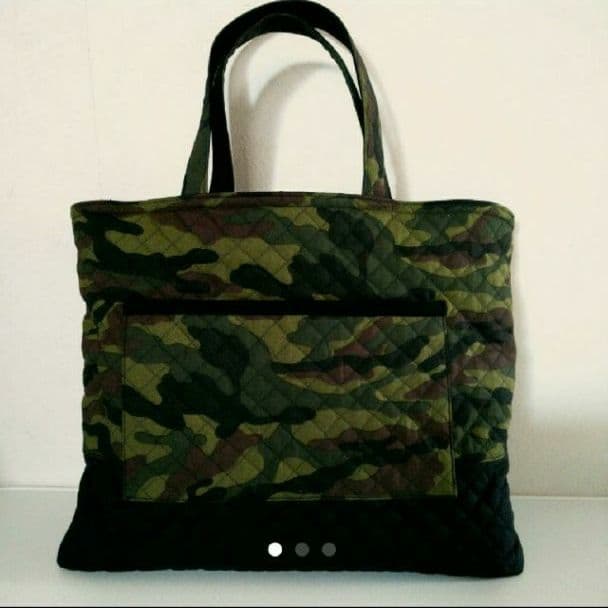 ハンドメイド オーダー 迷彩柄 キルト レッスンバッグ 上履き入れ