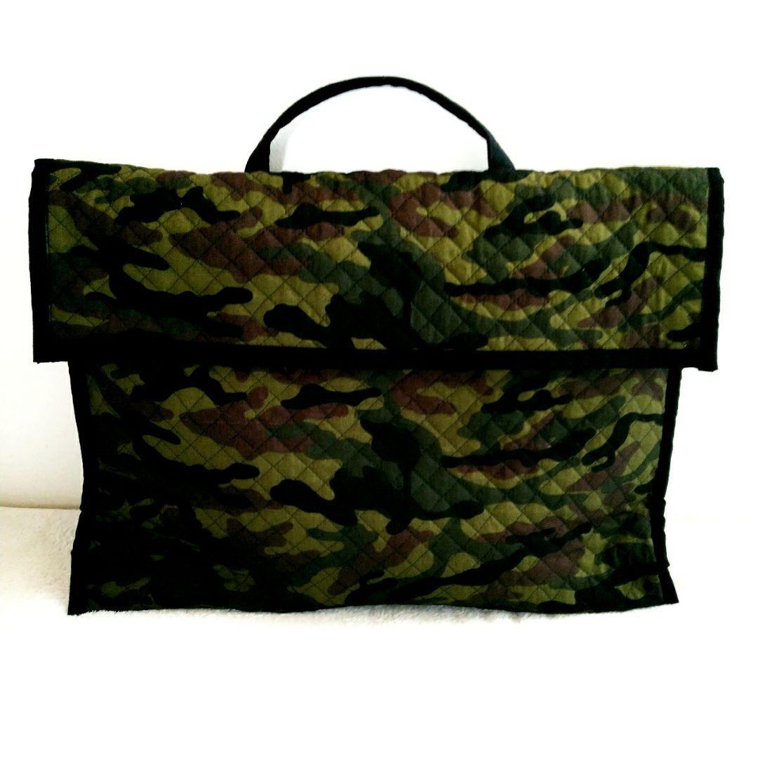 ハンドメイド オーダー 迷彩柄 キルト レッスンバッグ 上履き入れ