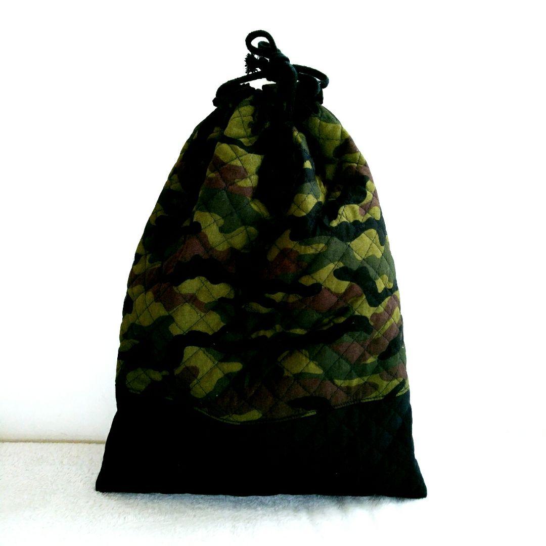 ハンドメイド オーダー 迷彩柄 キルト レッスンバッグ 上履き入れ