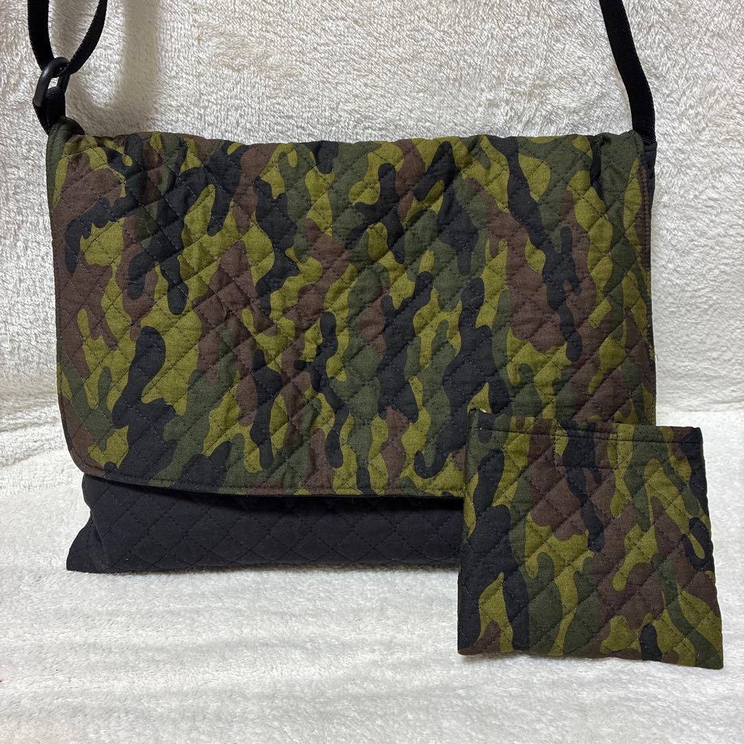 ハンドメイド オーダー 迷彩柄 キルト レッスンバッグ 上履き入れ
