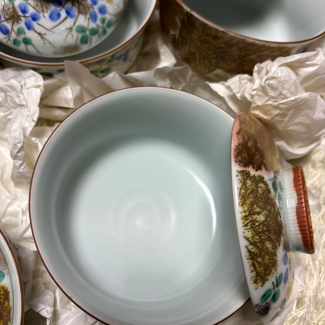 未使用 平安 瑞光作 金彩柴垣 蓋向附 5客セット 清水焼 茶道 希少