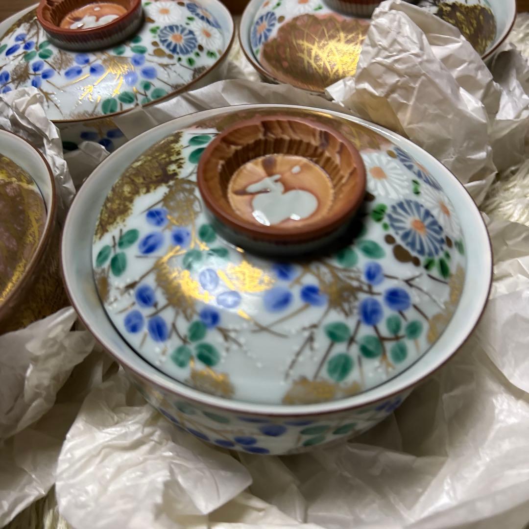 未使用 平安 瑞光作 金彩柴垣 蓋向附 5客セット 清水焼 茶道 希少