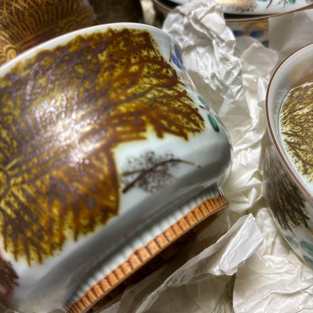 未使用 平安 瑞光作 金彩柴垣 蓋向附 5客セット 清水焼 茶道 希少