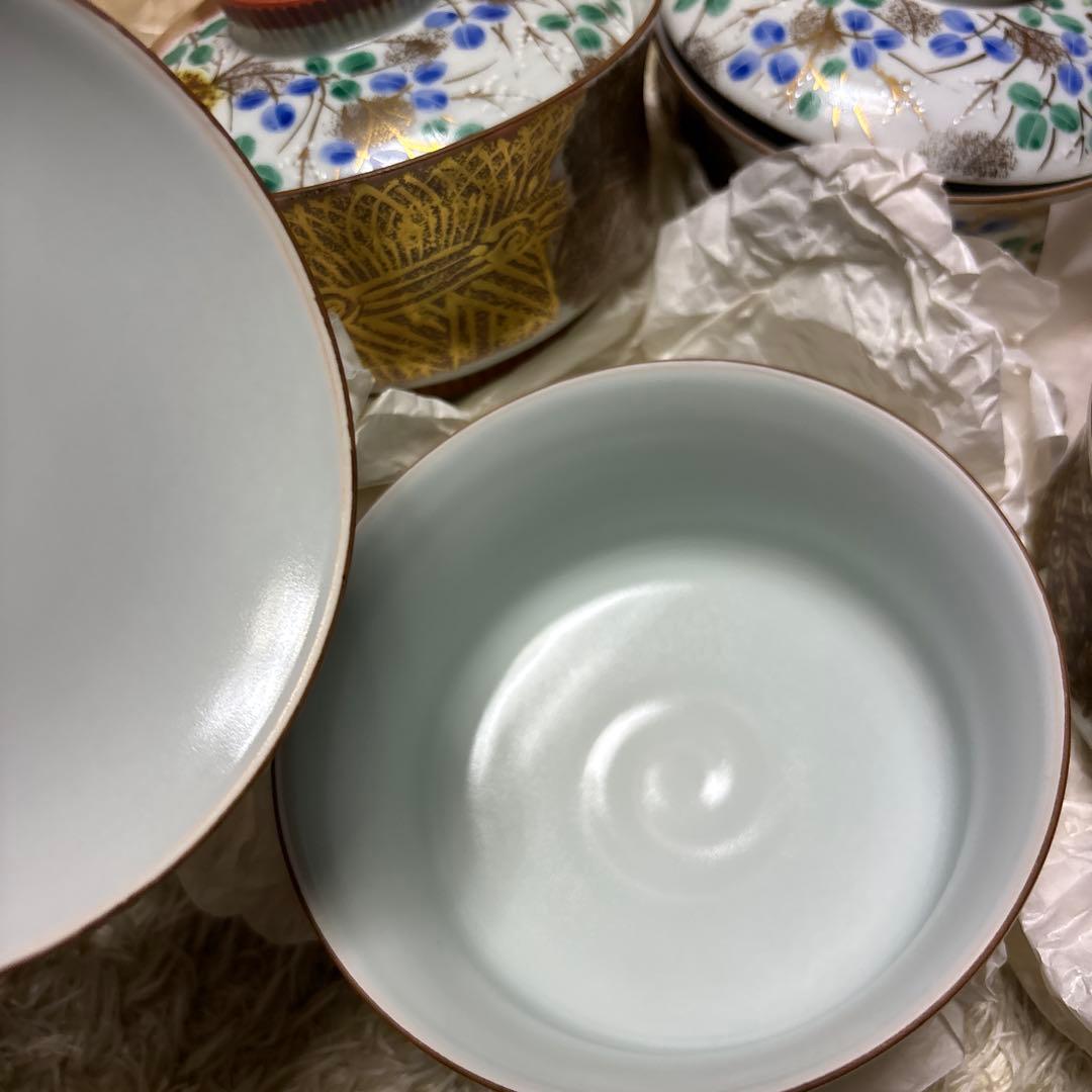 未使用 平安 瑞光作 金彩柴垣 蓋向附 5客セット 清水焼 茶道 希少