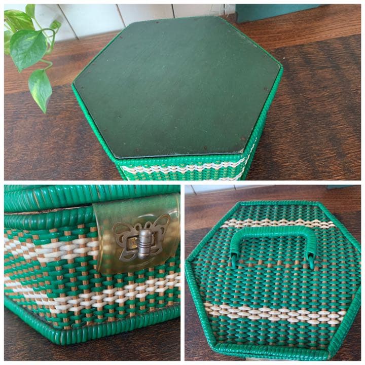 タイムセール　クラシカル　裁縫箱　昭和レトロ　ビンテージ　小物入れ　 籐　宝石箱