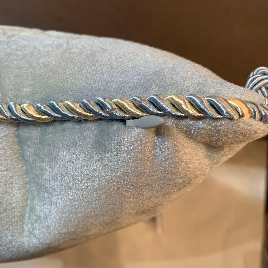 花柄刺繍クッション ブルー ID-543