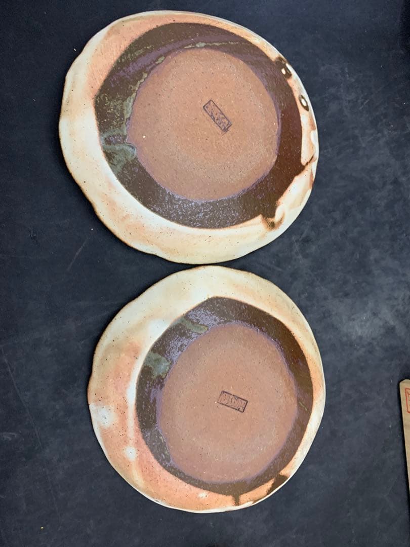 中郷窯　鈴木茂至　信楽焼　紅粉引　丸銘々皿　5枚　寒六窯平野敏三　共箱栞