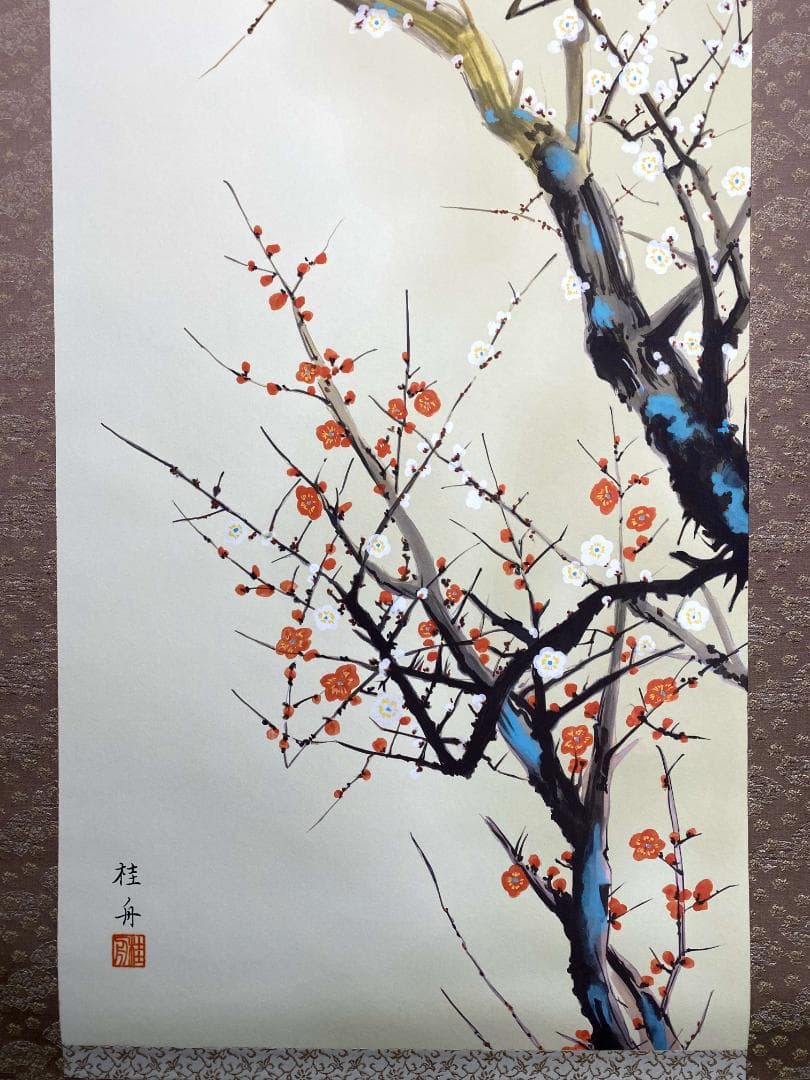 長江桂舟【印刷】『春夏秋冬』四幅対 絹本 共箱 花鳥図 高精細巧芸画 掛軸