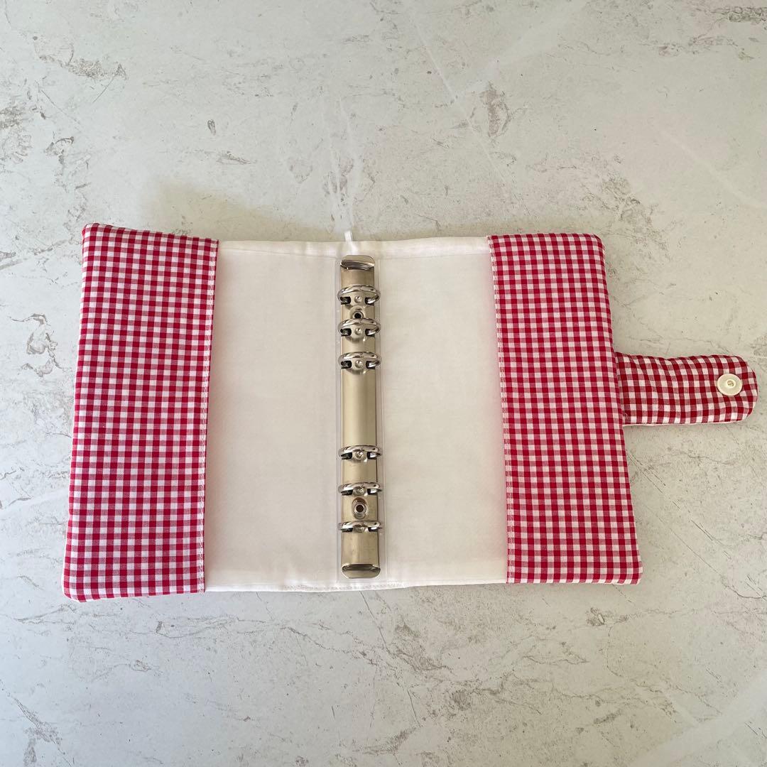 A6バインダー&バインダーカバーセット　韓国　　ハートキルティング リボン