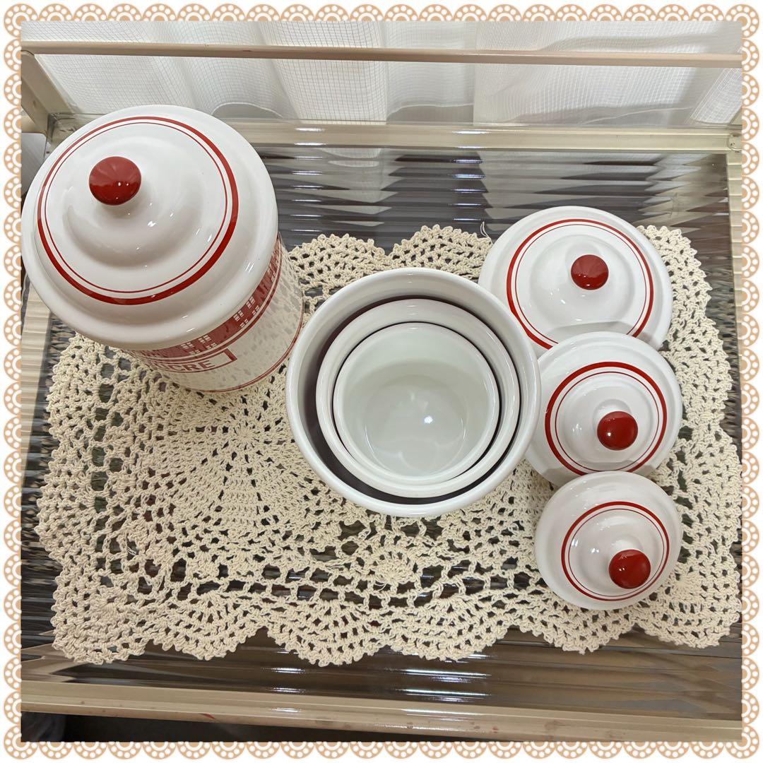 ホーローレトロキャニスター 4個セット