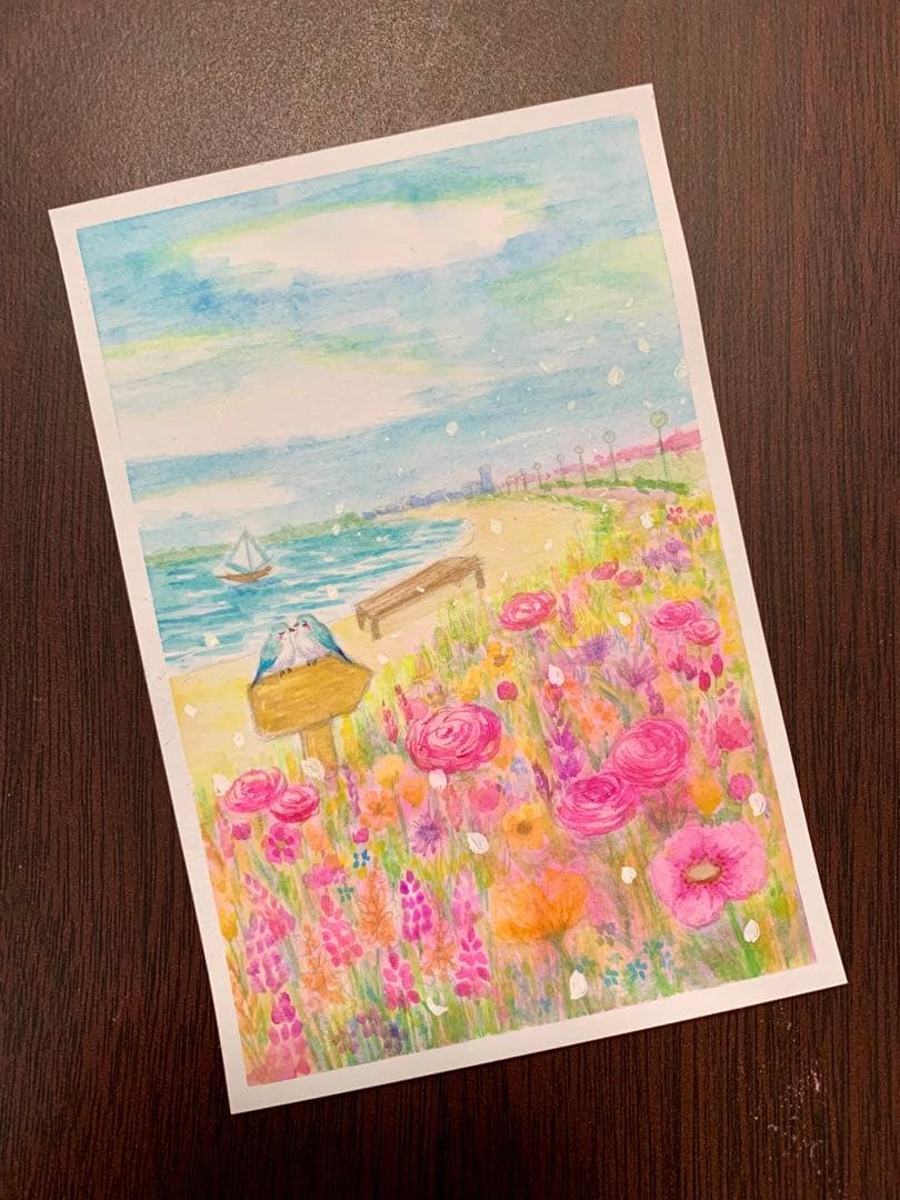 みみ水彩画 海辺の春　値段は※900円です