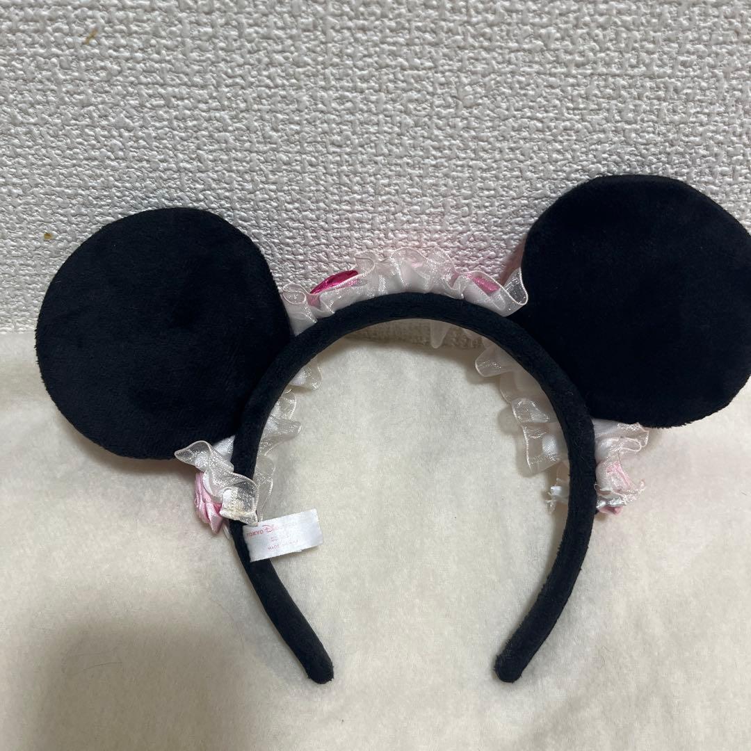 ディズニー　ミニー　バラ　パール　フリル　カチューシャ　薔薇