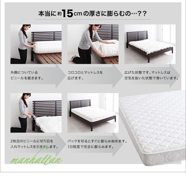 圧縮マットレス マット ベッド セミダブルサイズ ボンネルコイル
