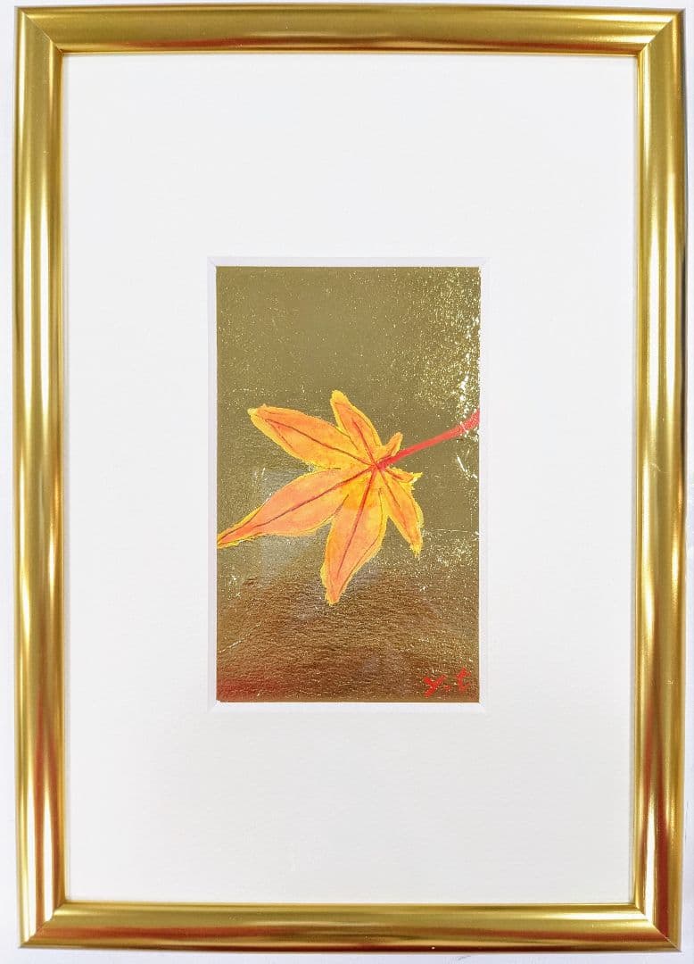 超美品！値下げ交渉あり。金箔でもみじ（紅葉）アクリル画　絵画