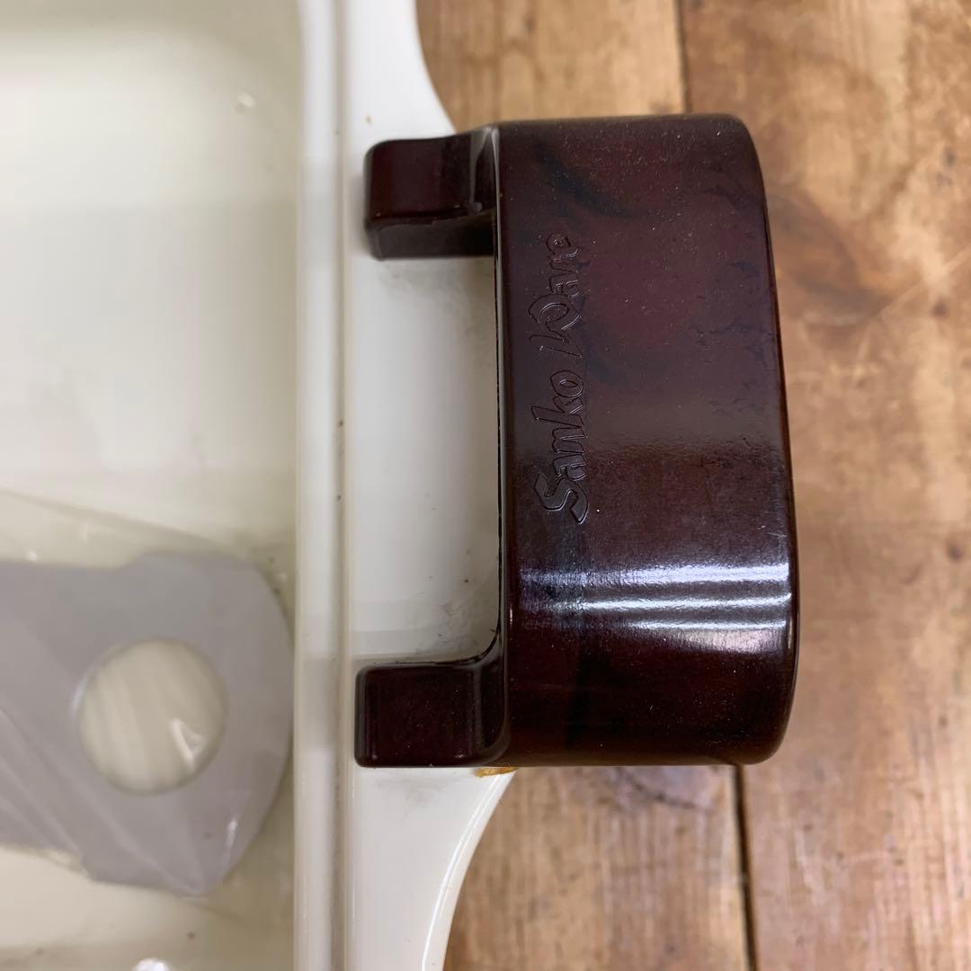 2F 【希少・昭和レトロ】サンコーウェア 花柄ホーロー おでん鍋（木蓋付き）