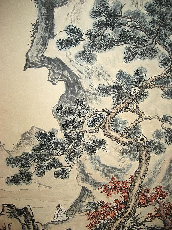 掛中国美術 近代の書画家 「張大千 花図」 書画立軸