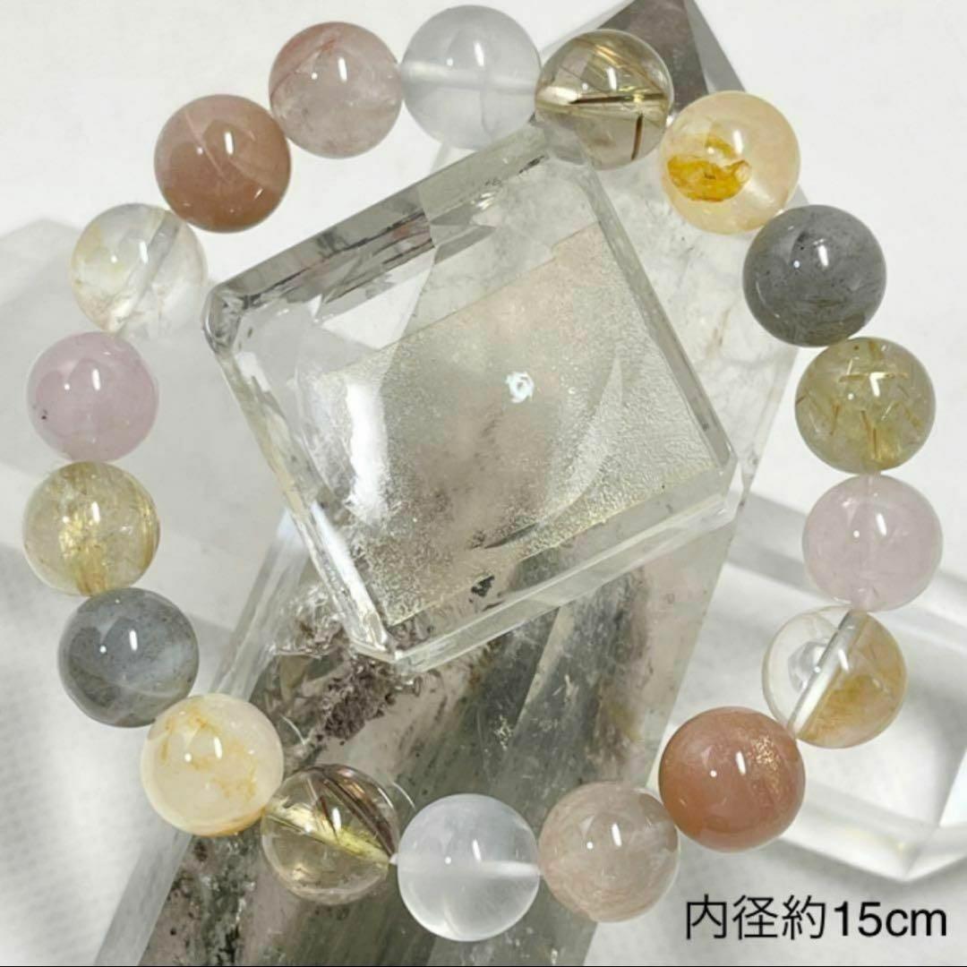 ルチル　他7種類　パワーストーンブレスレット　内径約15cm
