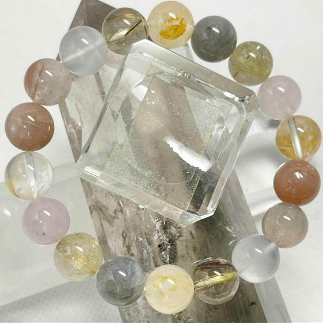 ルチル　他7種類　パワーストーンブレスレット　内径約15cm