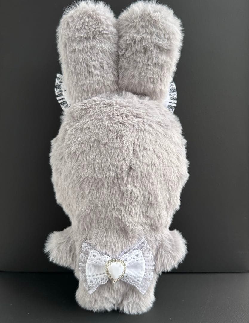 16㎝　着ぐるみ　ぬい服　うさぎ　ダブグレー　チャコールグレー　白　黒　ハート