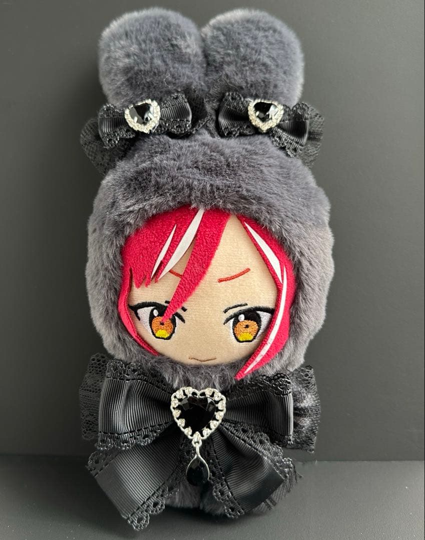 16㎝　着ぐるみ　ぬい服　うさぎ　ダブグレー　チャコールグレー　白　黒　ハート