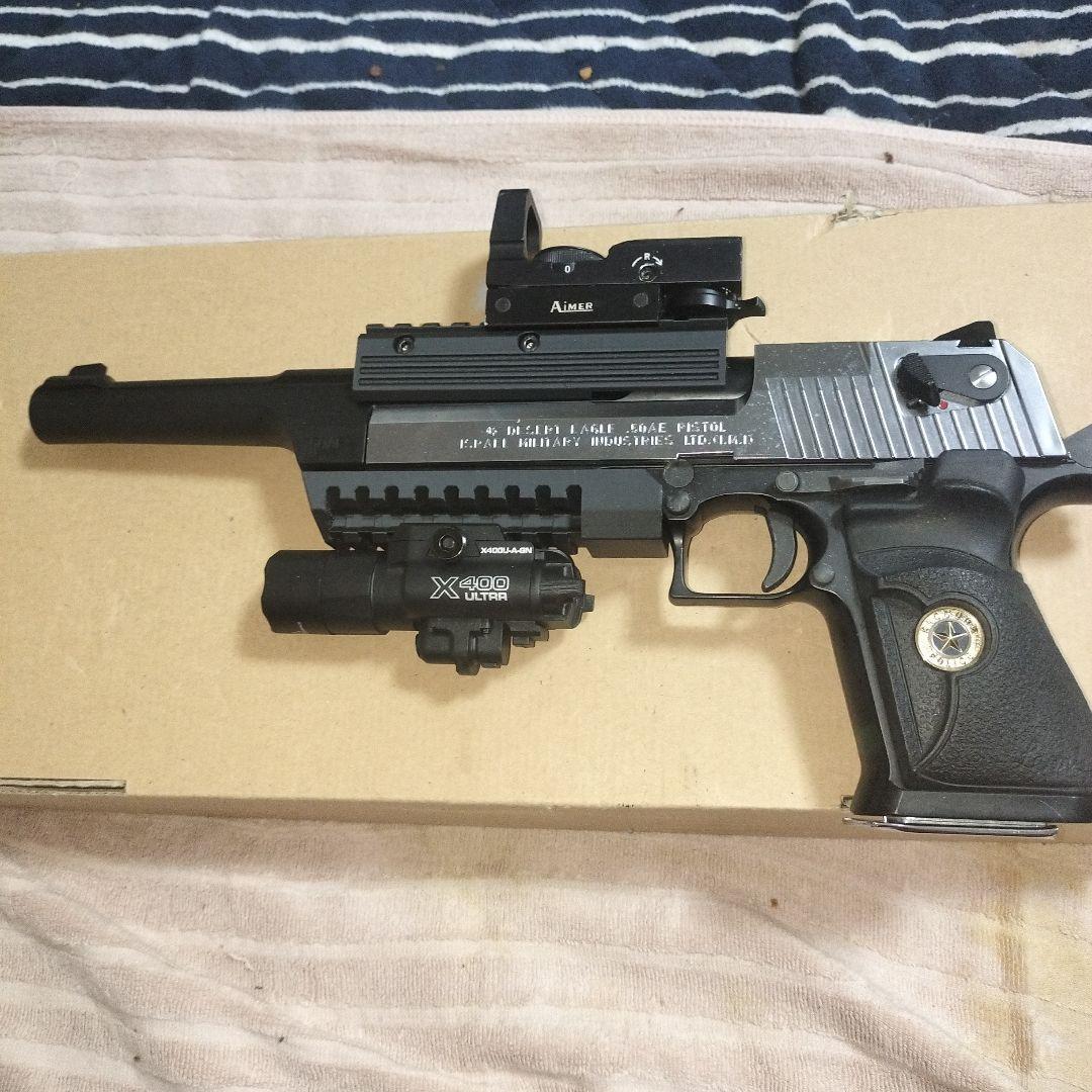 日本製マルイデザートイーグル10インチカスタムガブラック シルバーレール付き