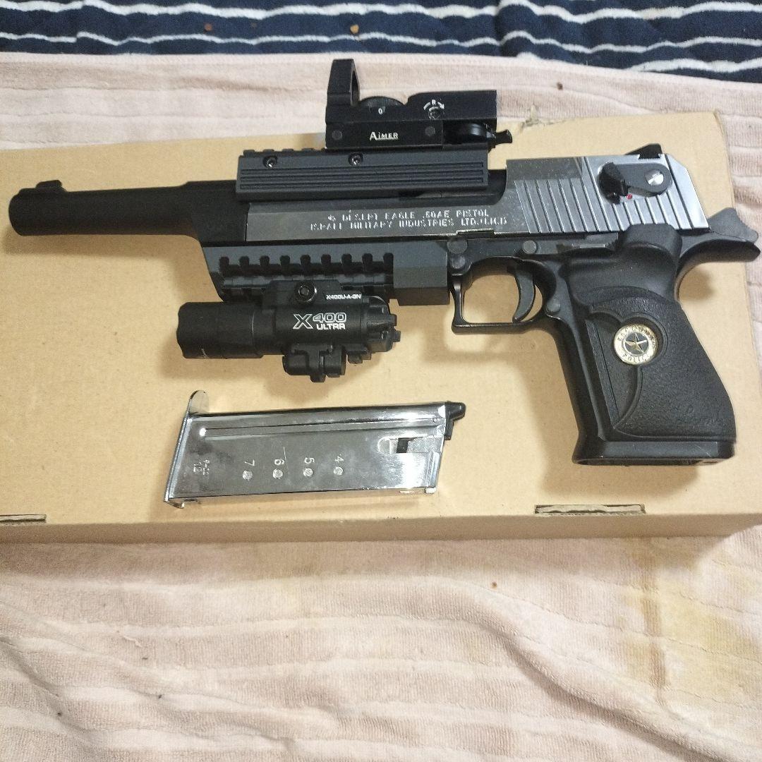 日本製マルイデザートイーグル10インチカスタムガブラック シルバーレール付き