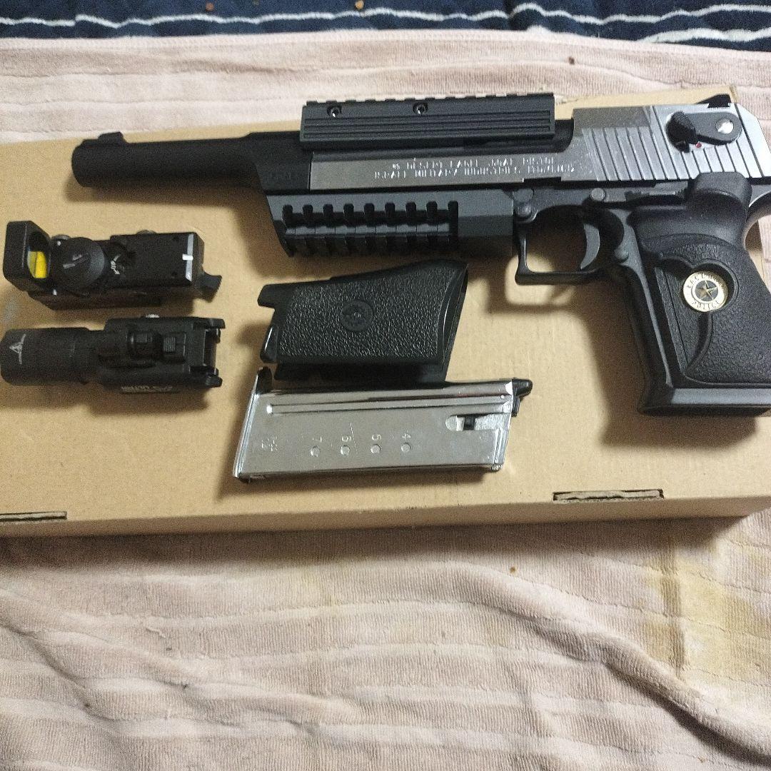 日本製マルイデザートイーグル10インチカスタムガブラック シルバーレール付き