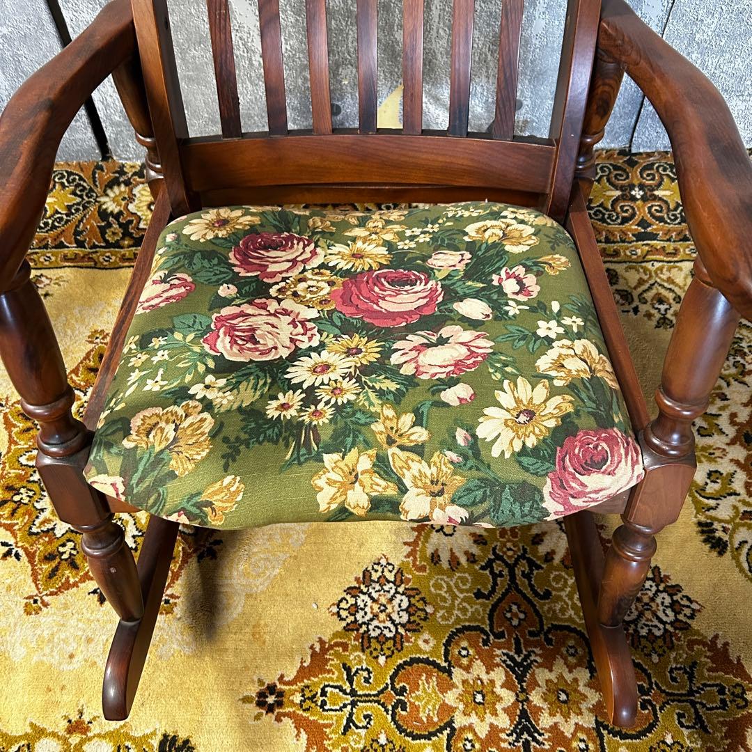 ꧁レトロ家具꧂花柄ロッキングチェア 揺れ 揺り 椅子 いす イス チェア