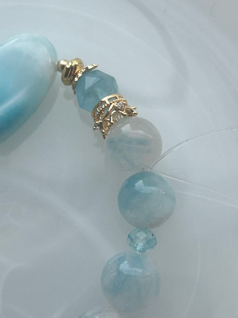 ラリマー、アクアマリン、アクアマリンシリカ、トパーズのブレスレット