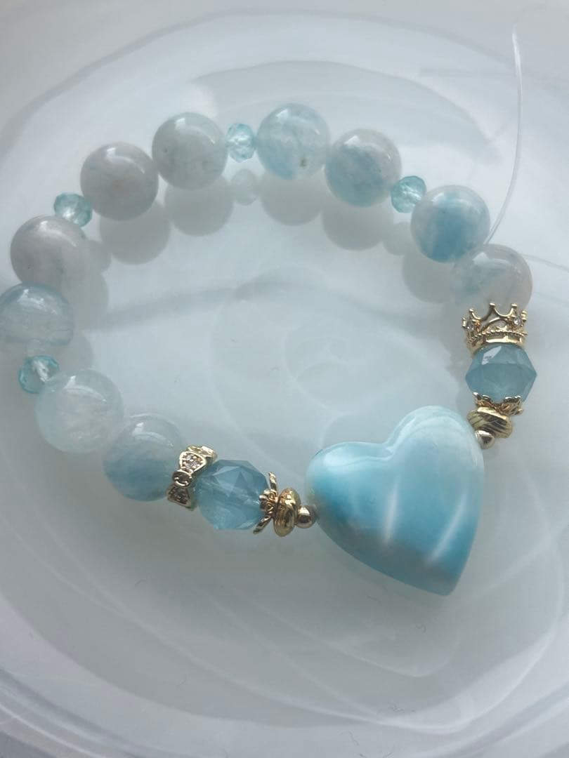 ラリマー、アクアマリン、アクアマリンシリカ、トパーズのブレスレット