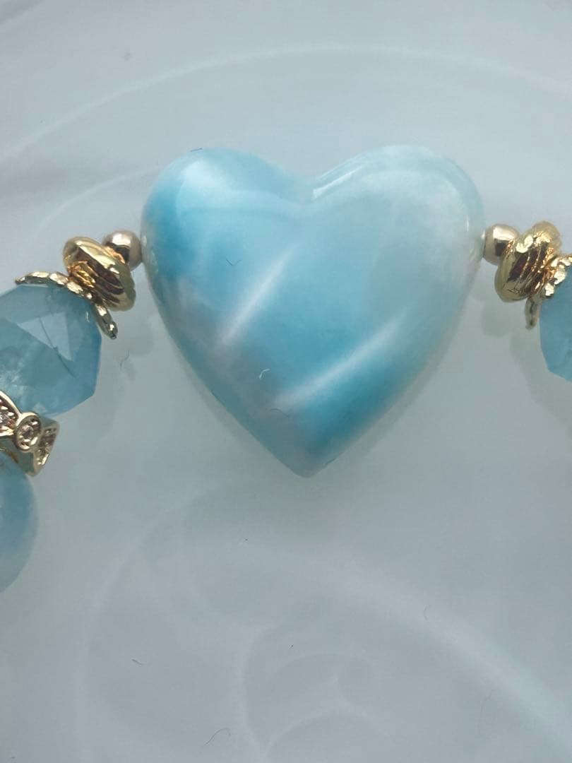 ラリマー、アクアマリン、アクアマリンシリカ、トパーズのブレスレット