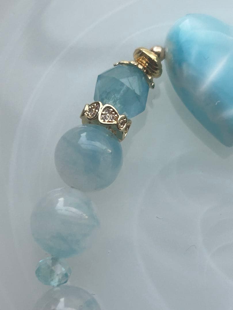 ラリマー、アクアマリン、アクアマリンシリカ、トパーズのブレスレット