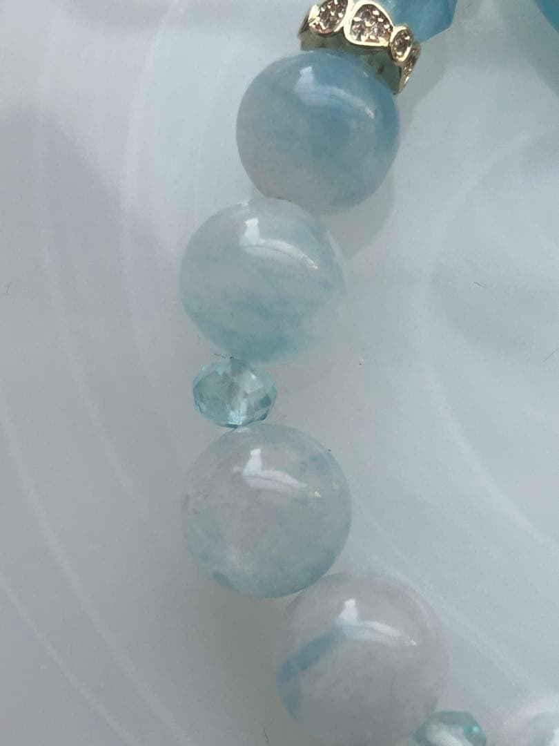 ラリマー、アクアマリン、アクアマリンシリカ、トパーズのブレスレット