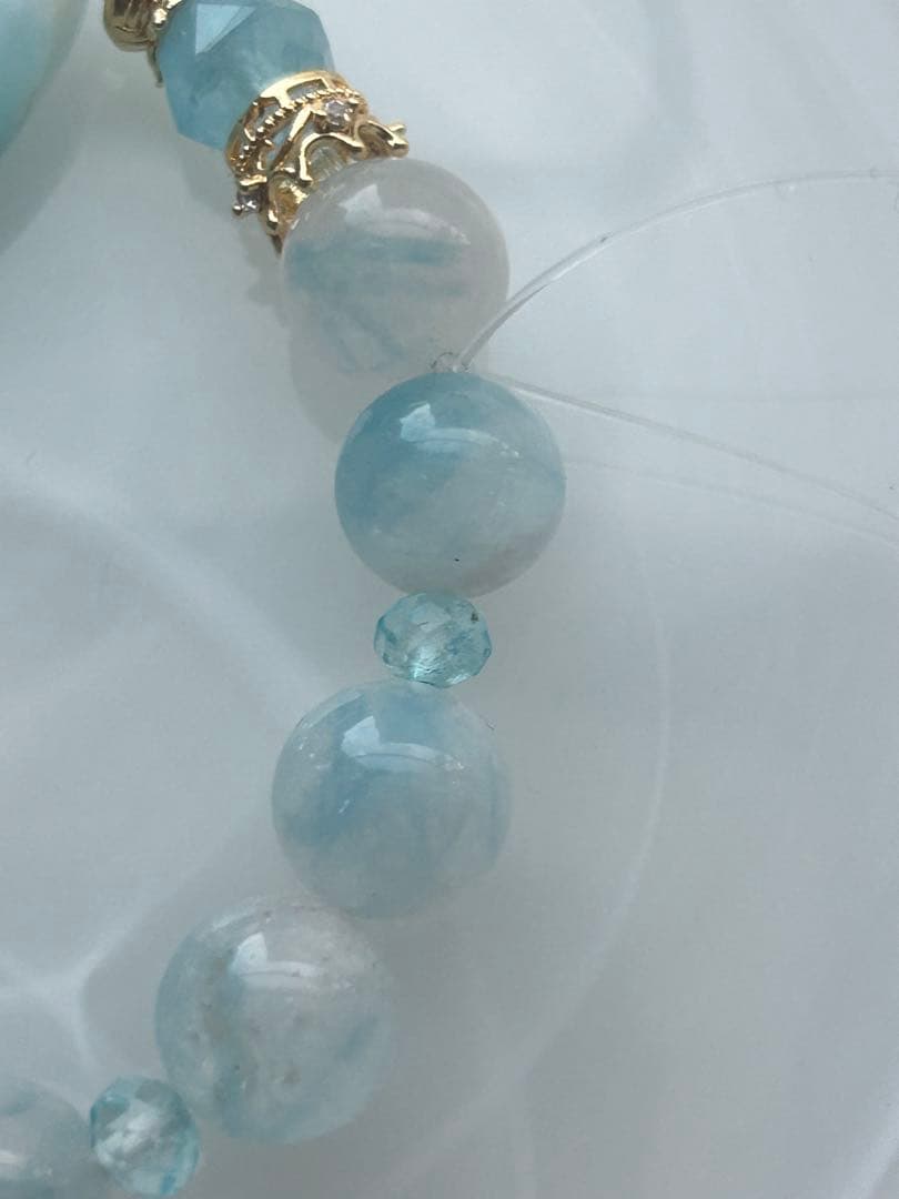 ラリマー、アクアマリン、アクアマリンシリカ、トパーズのブレスレット