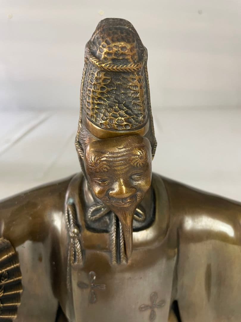 真鍮製　舞踏像 　舞翁　能面　木箱付き