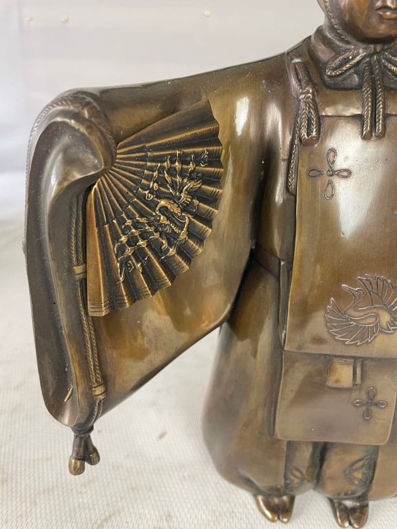 真鍮製　舞踏像 　舞翁　能面　木箱付き