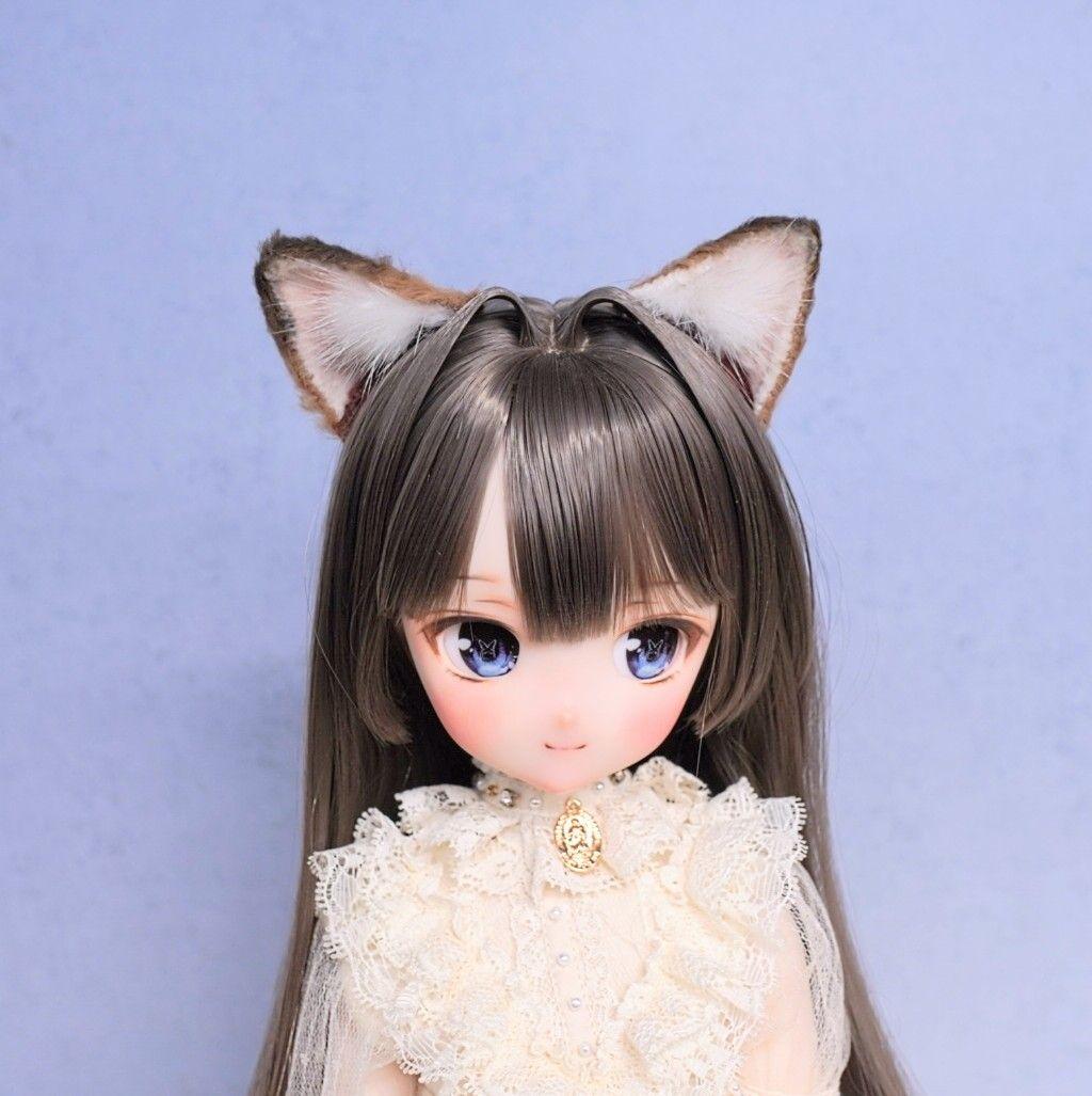 ドール用 猫耳 キツネ耳【黒茶】ケモ耳 1/3～1/4サイズ兼用 キャストドール