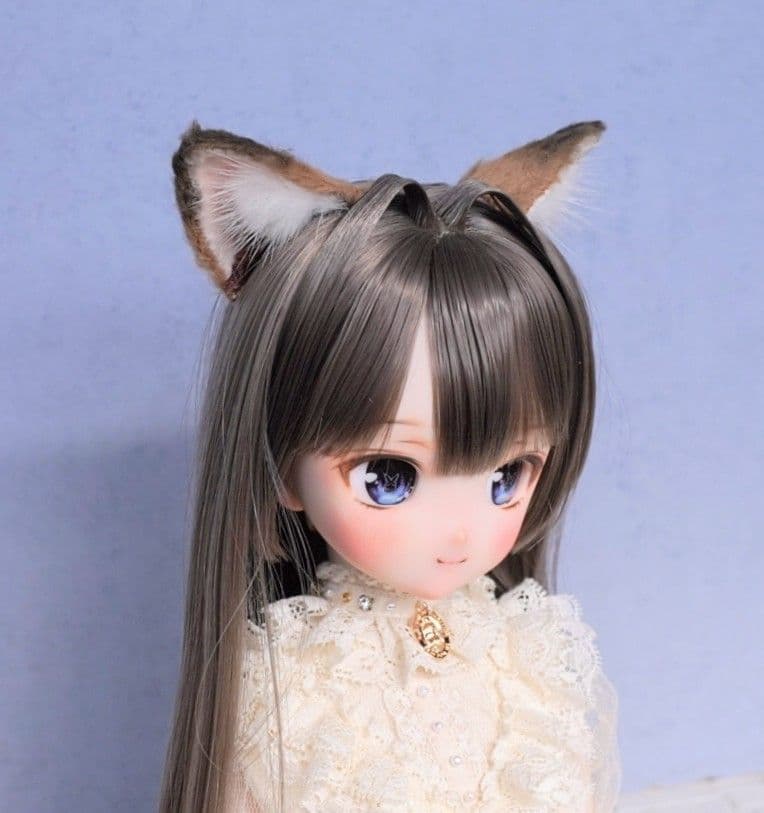 ドール用 猫耳 キツネ耳【黒茶】ケモ耳 1/3～1/4サイズ兼用 キャストドール