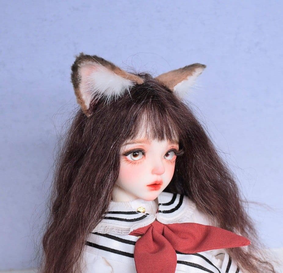 ドール用 猫耳 キツネ耳【黒茶】ケモ耳 1/3～1/4サイズ兼用 キャストドール